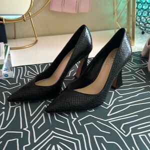 Vince Camuto black embossed pumps